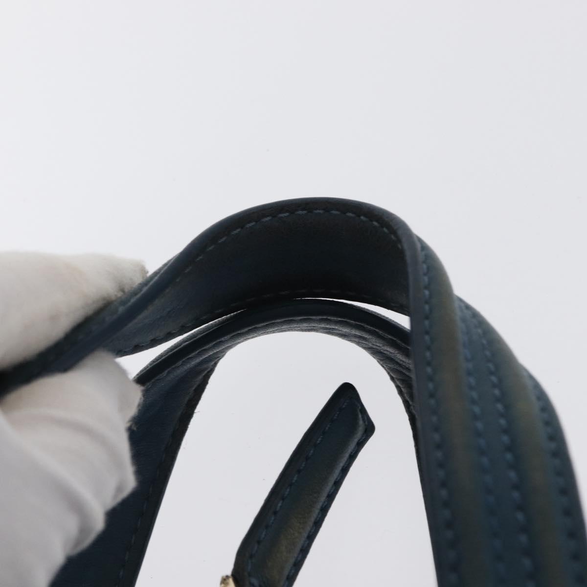 GIVENCHY Hand Bag Leather 2way Blue Silver Auth bs32565