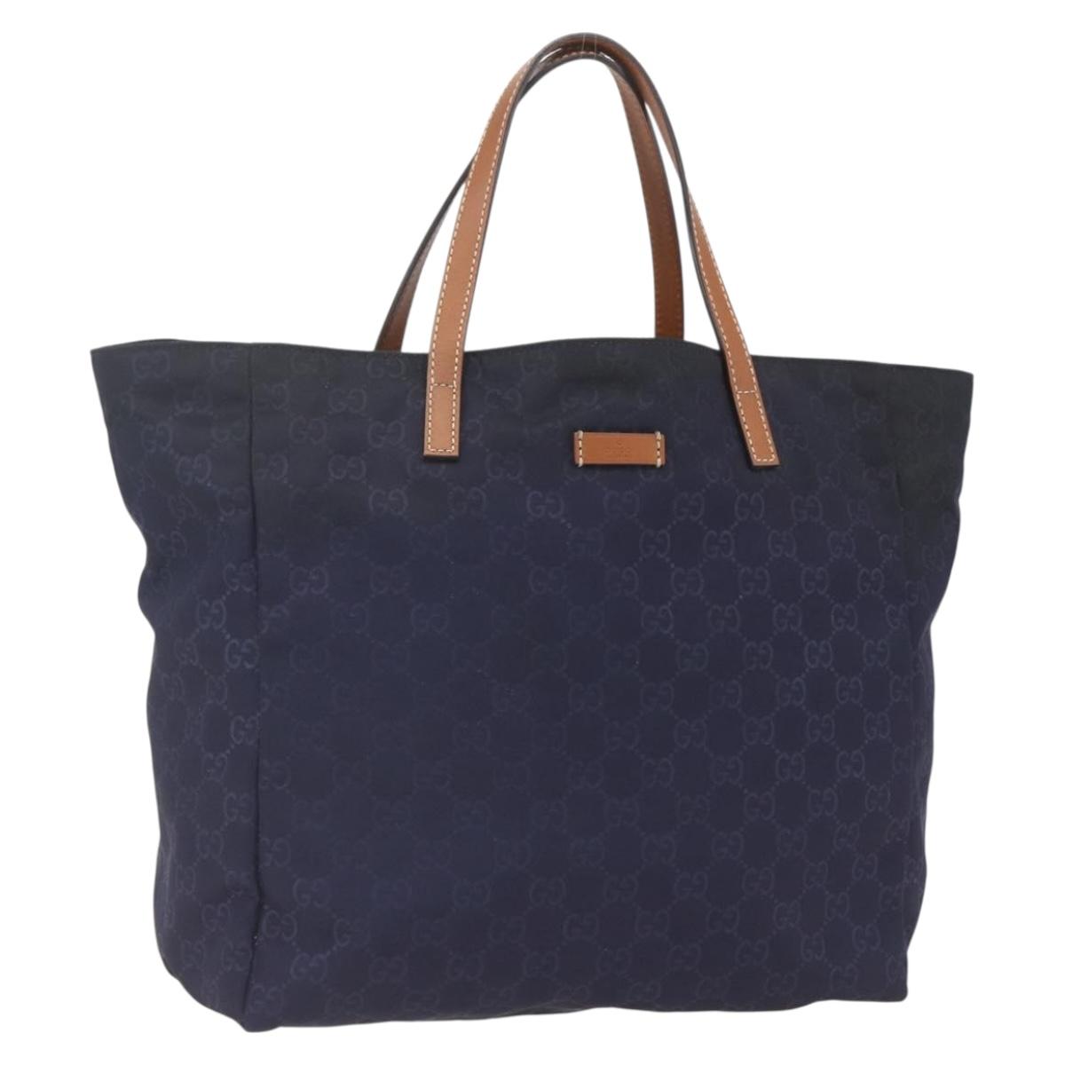 GUCCI GG Nylon Tote Bag Navy 282439 Auth bs32568