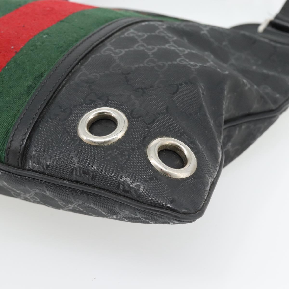 GUCCI GG Implementation Web Sherry Line Bag Black Silver Red 269379 Auth bs32569