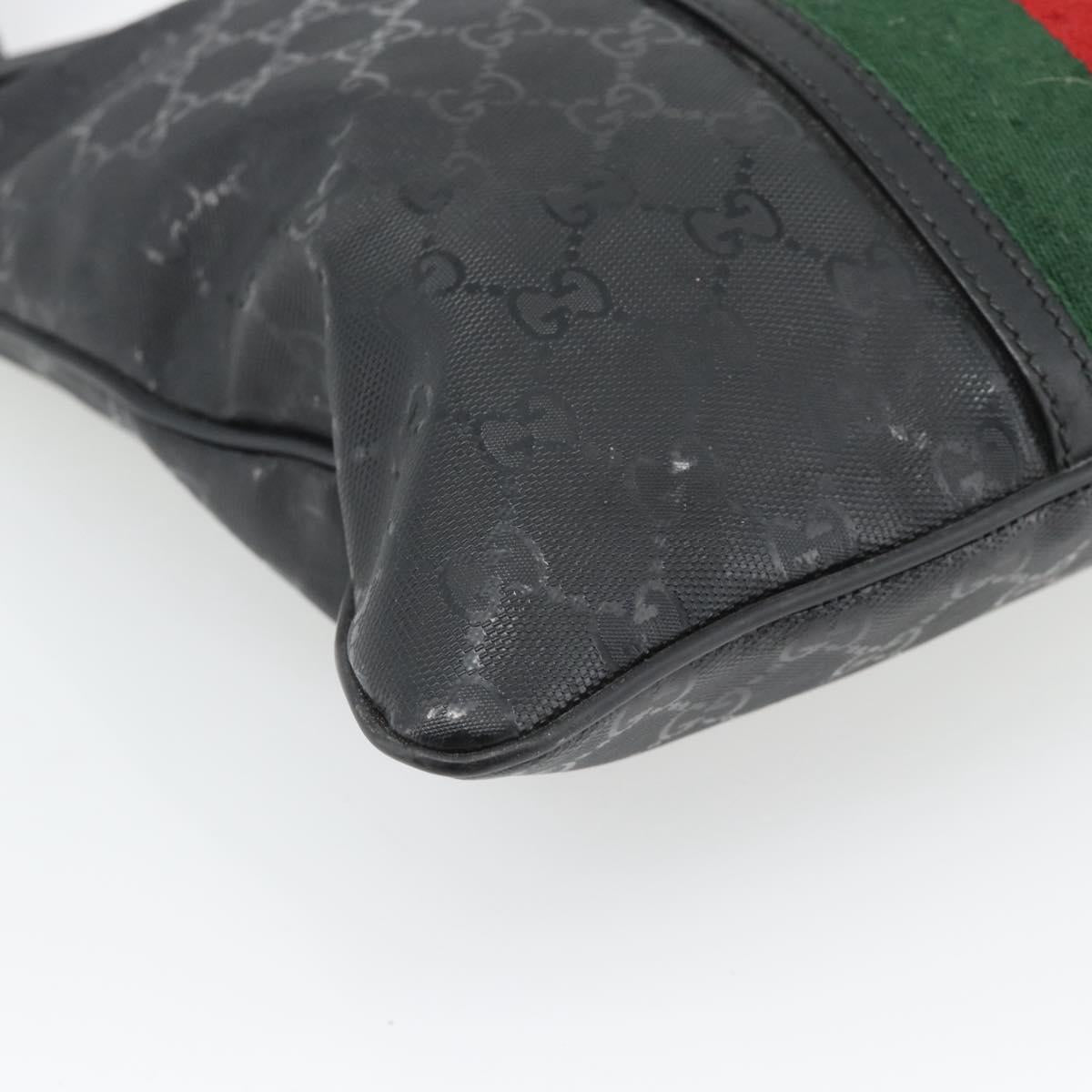 GUCCI GG Implementation Web Sherry Line Bag Black Silver Red 269379 Auth bs32569