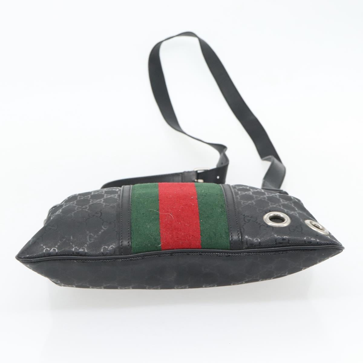 GUCCI GG Implementation Web Sherry Line Bag Black Silver Red 269379 Auth bs32569