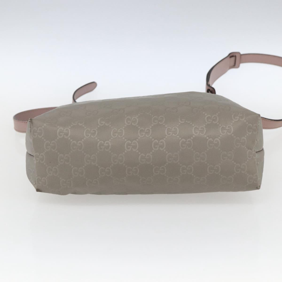 GUCCI GG Canvas Shoulder Bag Nylon Khaki Silver 314529 Auth bs32570