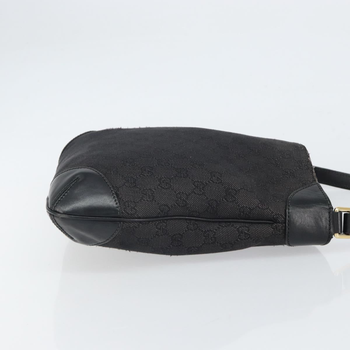 GUCCI GG Canvas Shoulder Bag Black Gold 248272 Auth bs32571