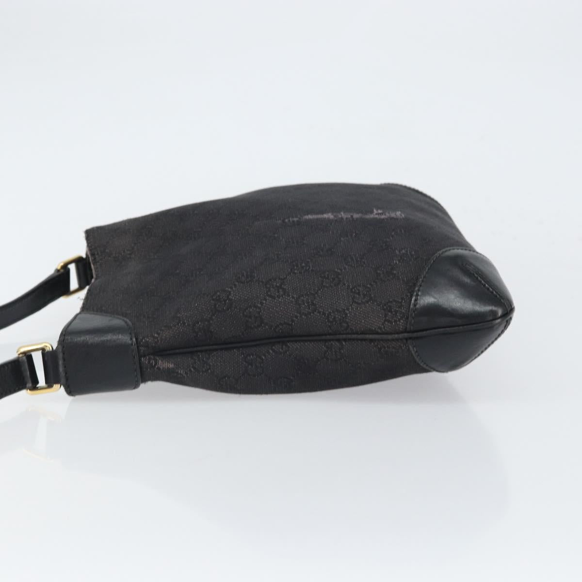 GUCCI GG Canvas Shoulder Bag Black Gold 248272 Auth bs32571