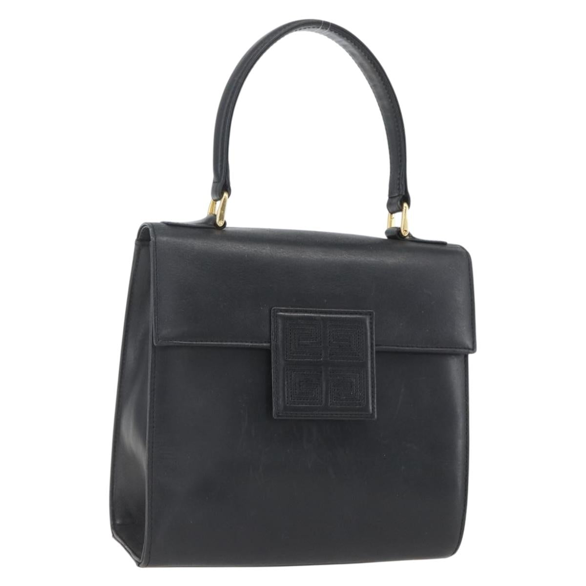 GIVENCHY Hand Bag Leather Black gold Auth bs32578