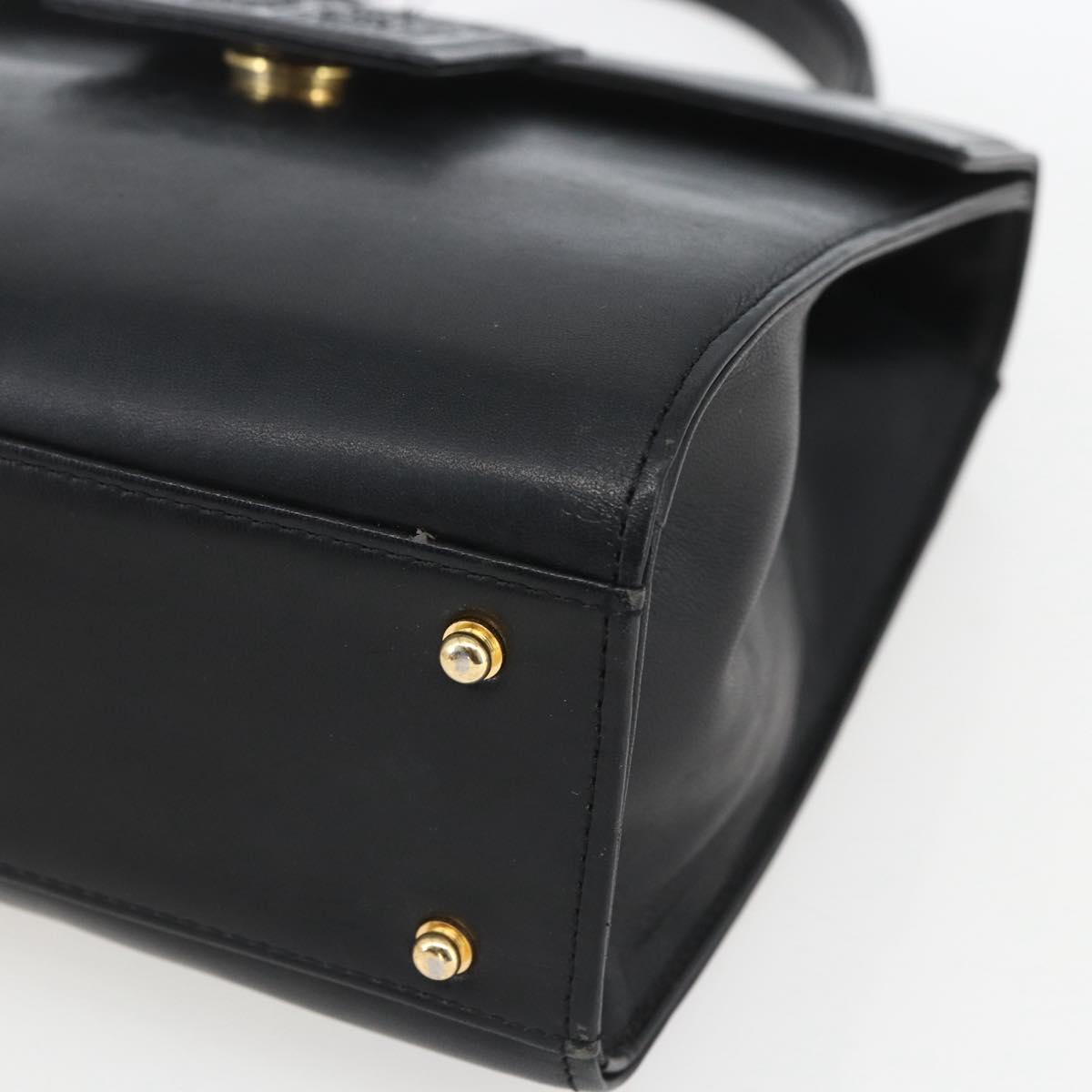 GIVENCHY Hand Bag Leather Black gold Auth bs32578