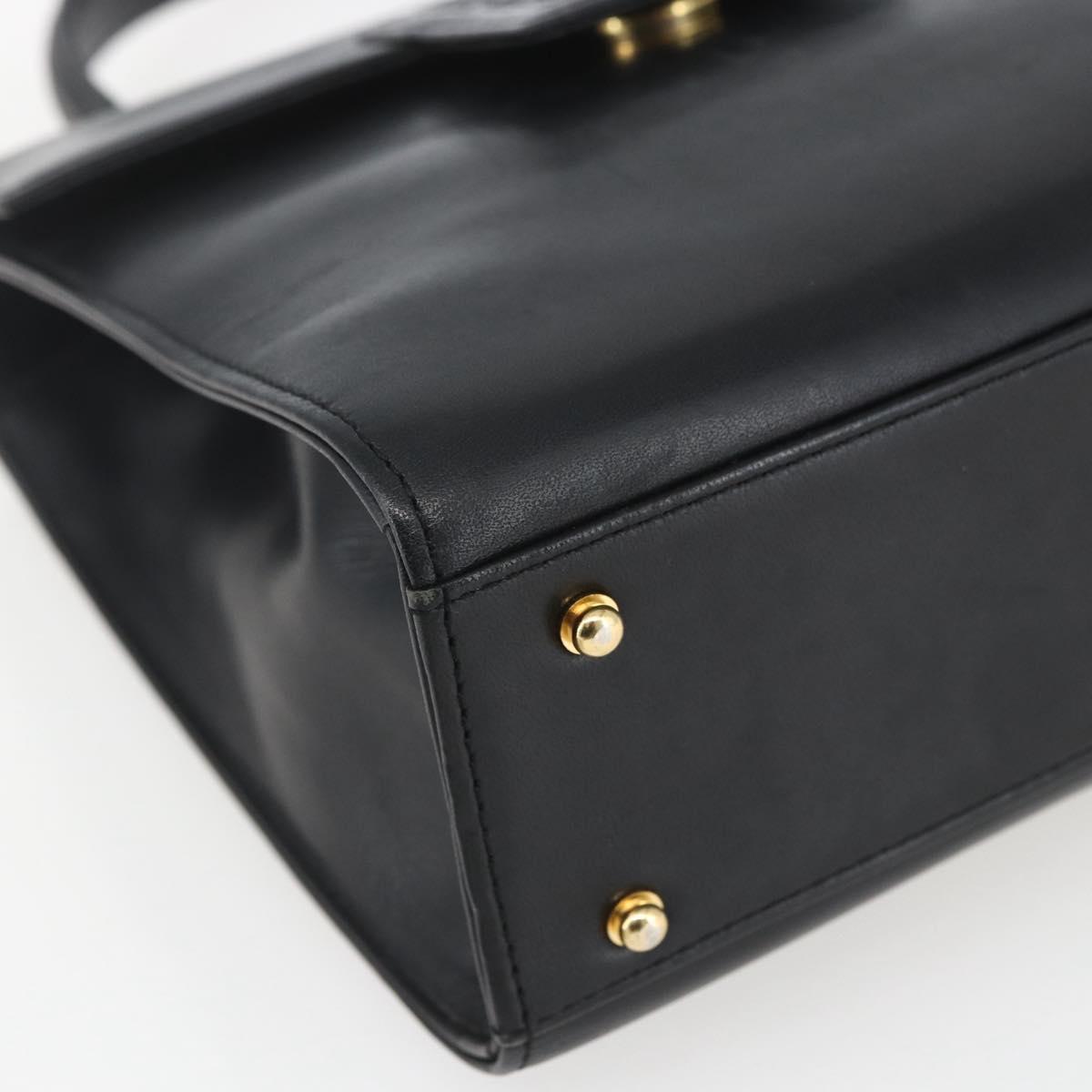 GIVENCHY Hand Bag Leather Black gold Auth bs32578