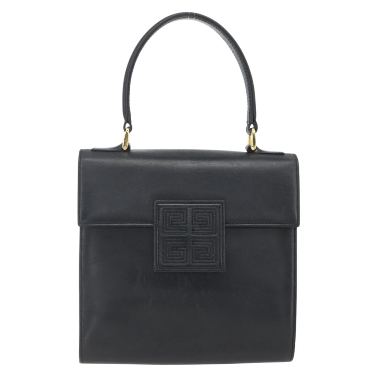 GIVENCHY Hand Bag Leather Black gold Auth bs32578