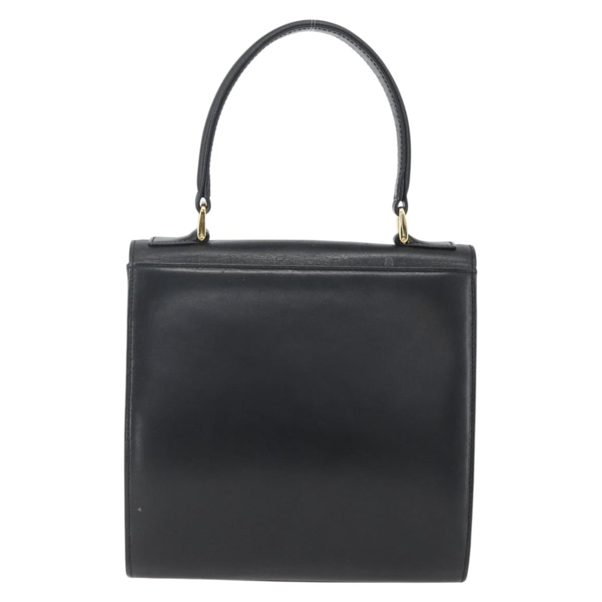 GIVENCHY Hand Bag Leather Black gold Auth bs32578