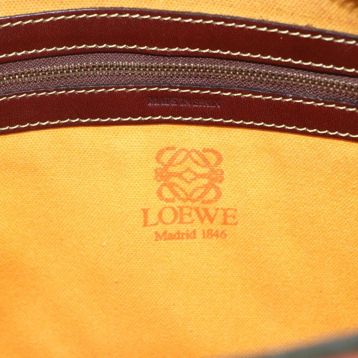 LOEWE Shoulder Bag Suede Khaki Gold Auth bs32579