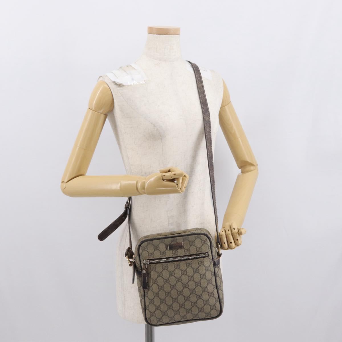 GUCCI GG Supreme Shoulder Bag PVC Beige Gold 233268 Auth bs32580