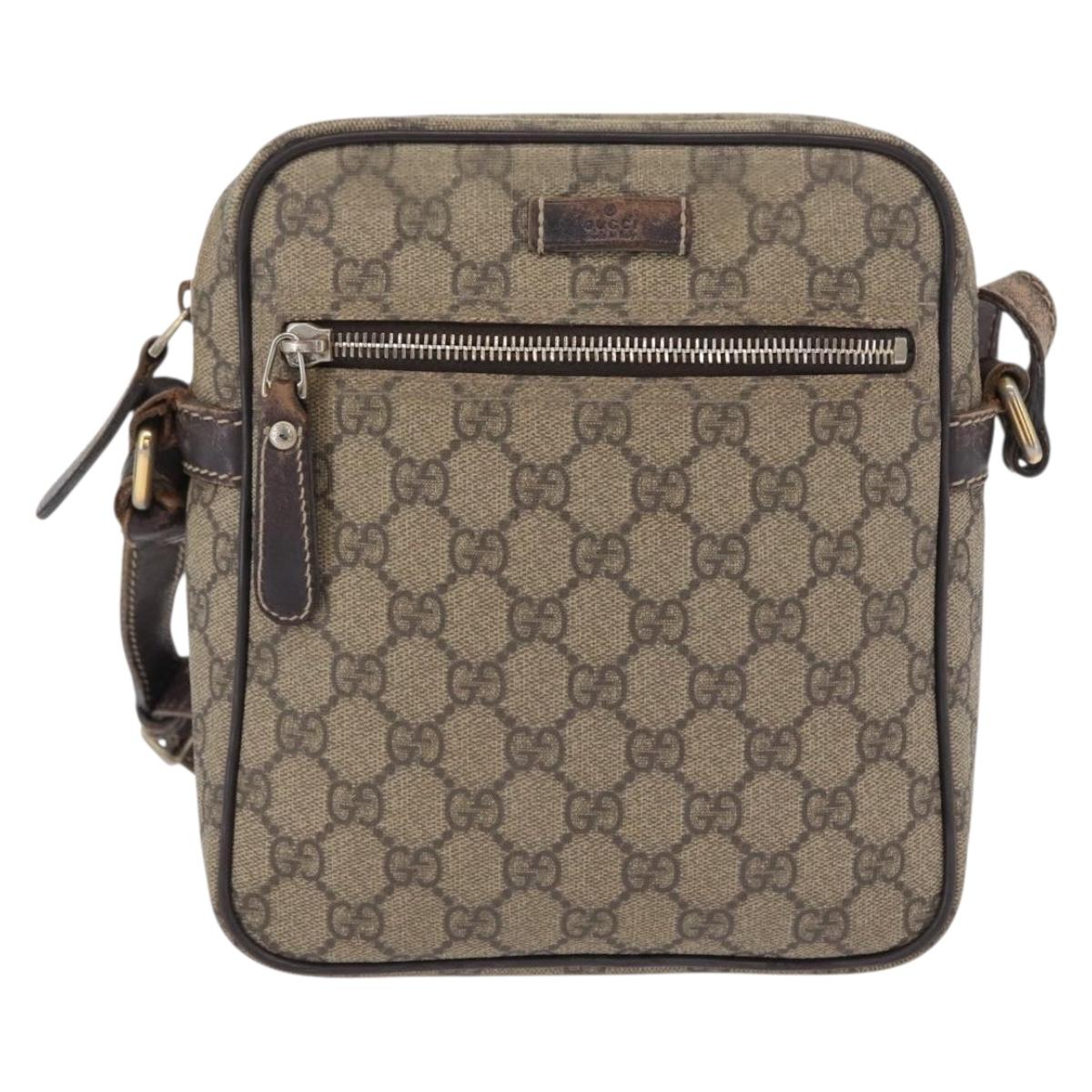 GUCCI GG Supreme Shoulder Bag PVC Beige Gold 233268 Auth bs32580