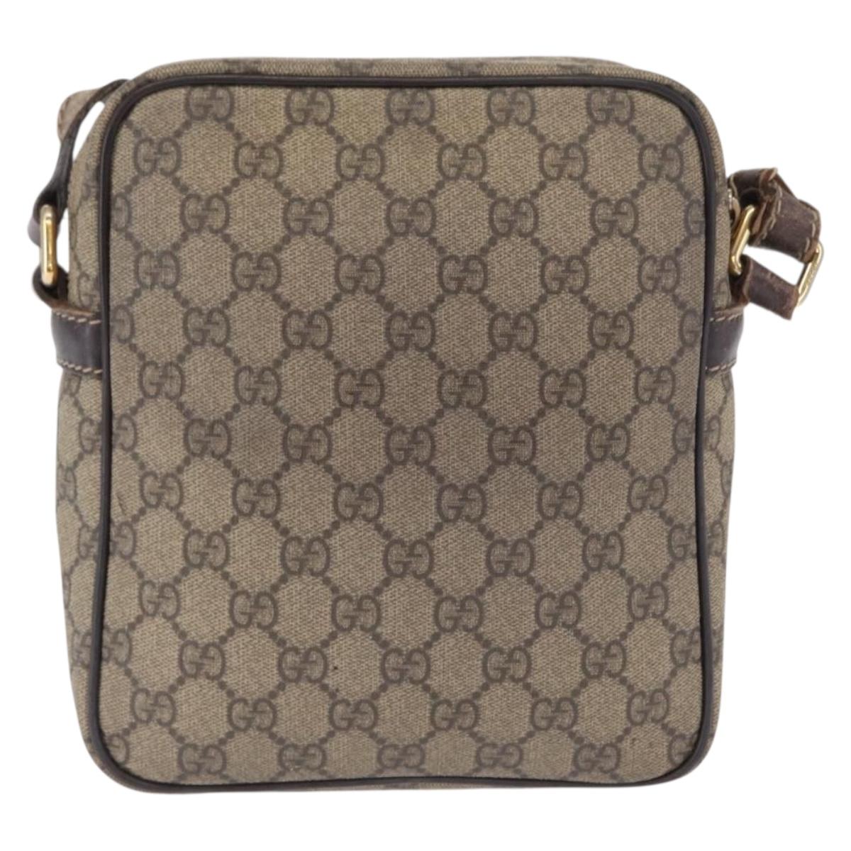 GUCCI GG Supreme Shoulder Bag PVC Beige Gold 233268 Auth bs32580