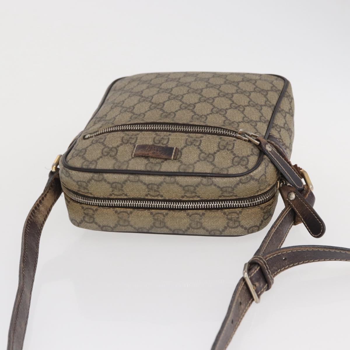 GUCCI GG Supreme Shoulder Bag PVC Beige Gold 233268 Auth bs32580