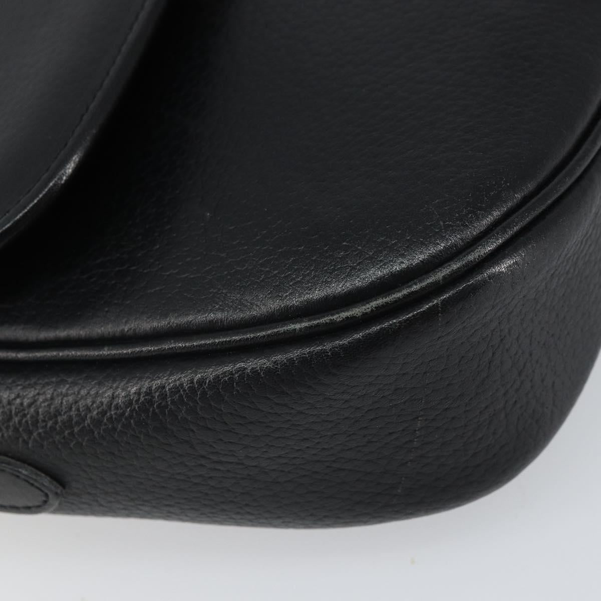 Burberrys Shoulder Bag Leather Black Gold Auth bs32582