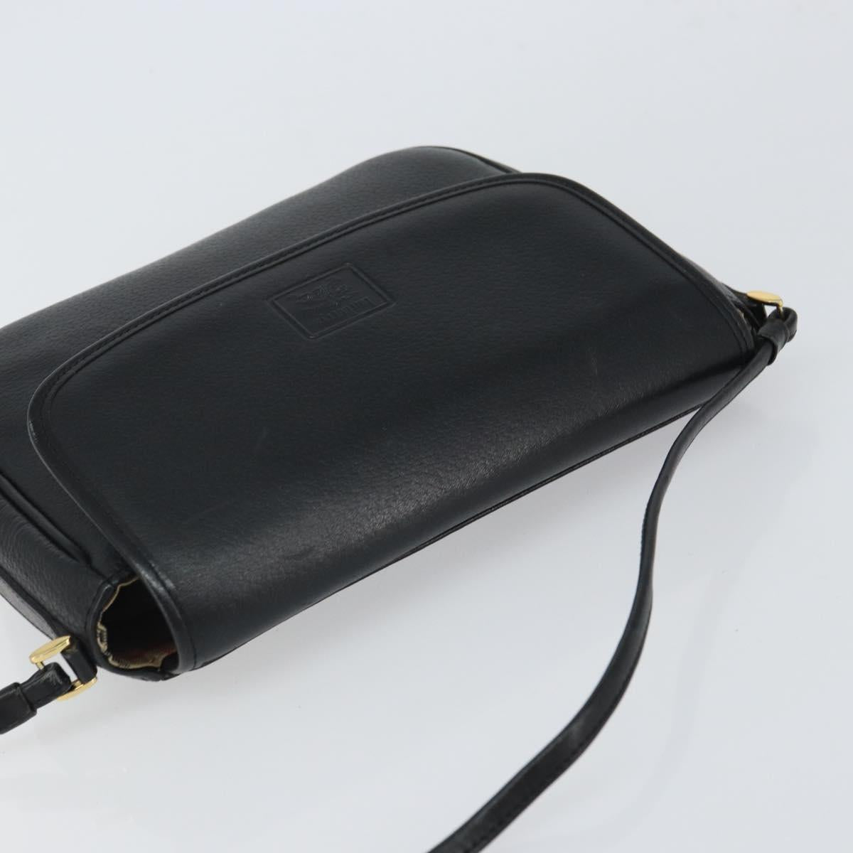 Burberrys Shoulder Bag Leather Black Gold Auth bs32582