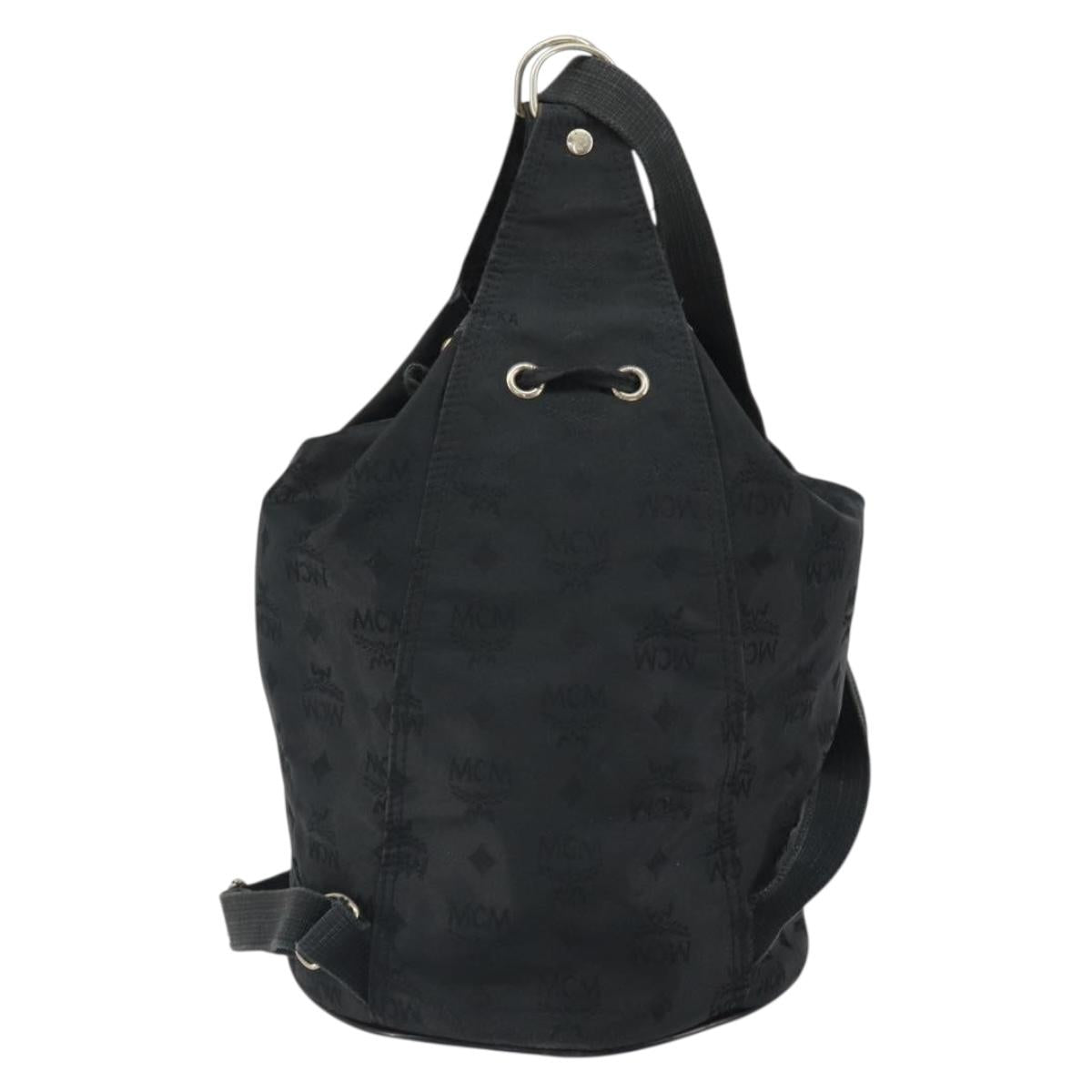 MCM Vicetos Backpack Nylon Black Gold Auth bs32585