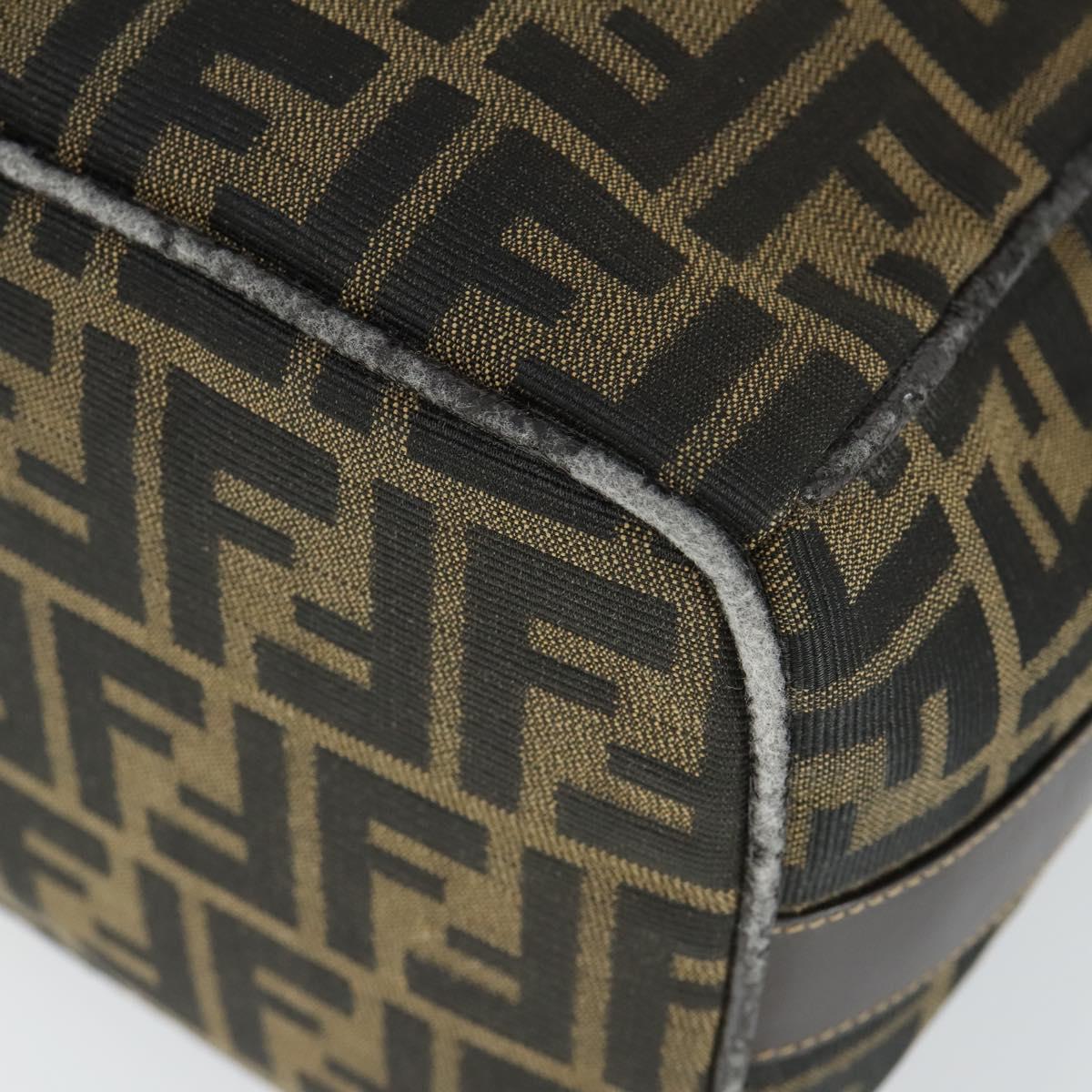 FENDI Zucca Canvas Hand Bag Black Brown Auth bs32586