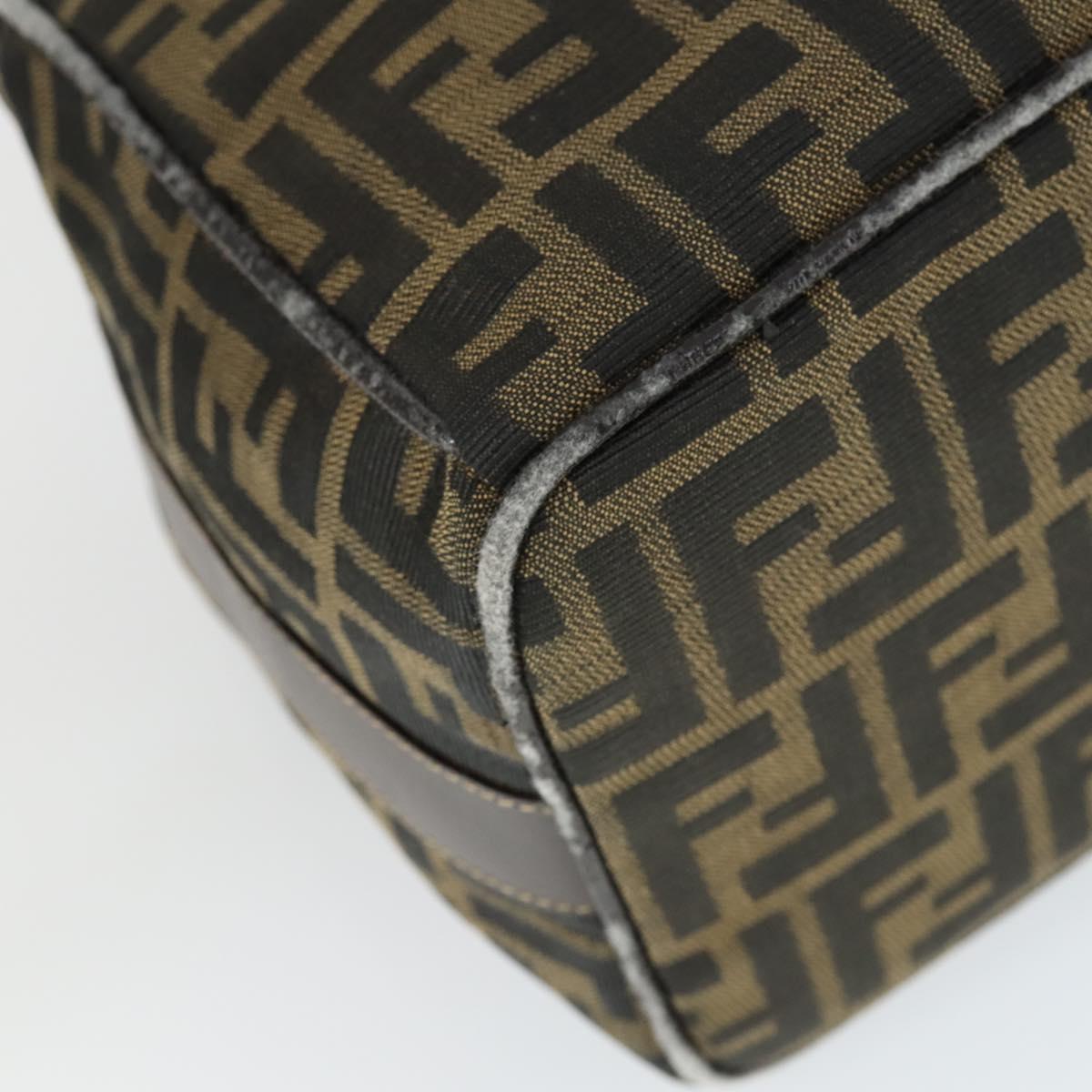 FENDI Zucca Canvas Hand Bag Black Brown Auth bs32586