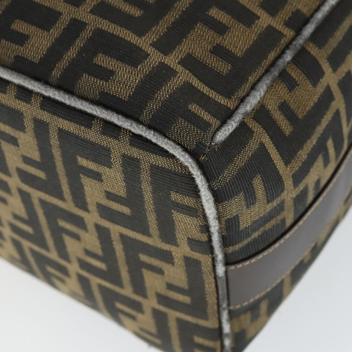 FENDI Zucca Canvas Hand Bag Black Brown Auth bs32586