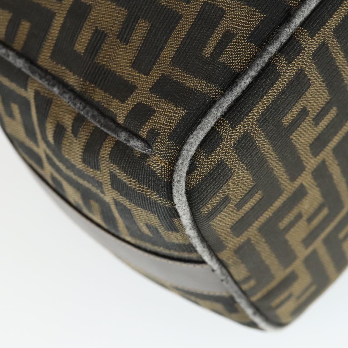 FENDI Zucca Canvas Hand Bag Black Brown Auth bs32586