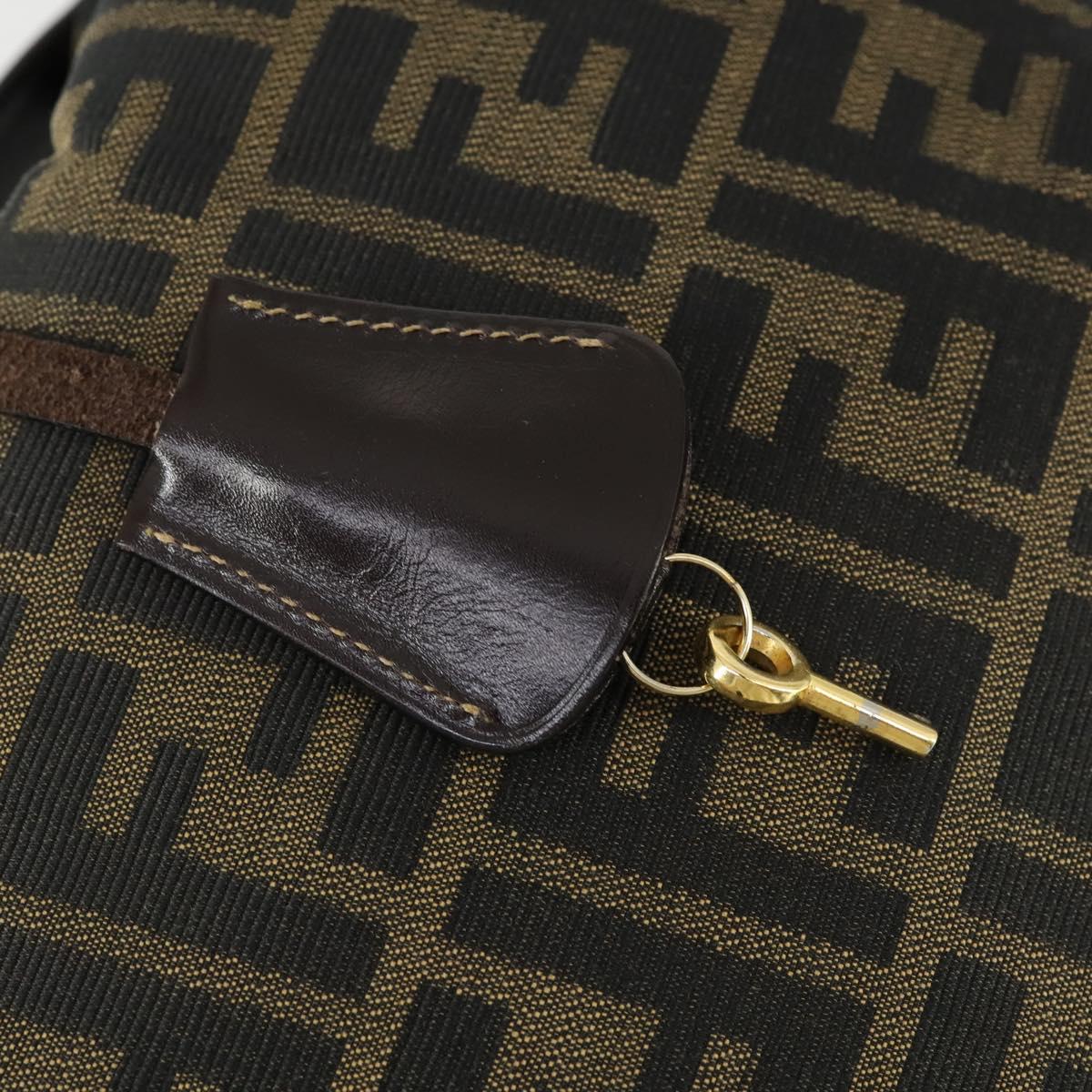 FENDI Zucca Canvas Hand Bag Black Brown Auth bs32586