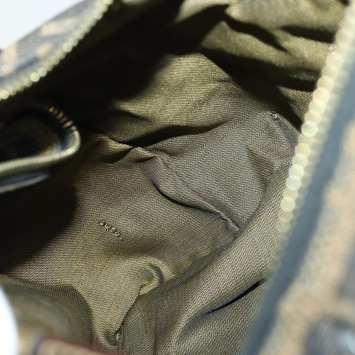 FENDI Zucca Canvas Hand Bag Black Brown Auth bs32586