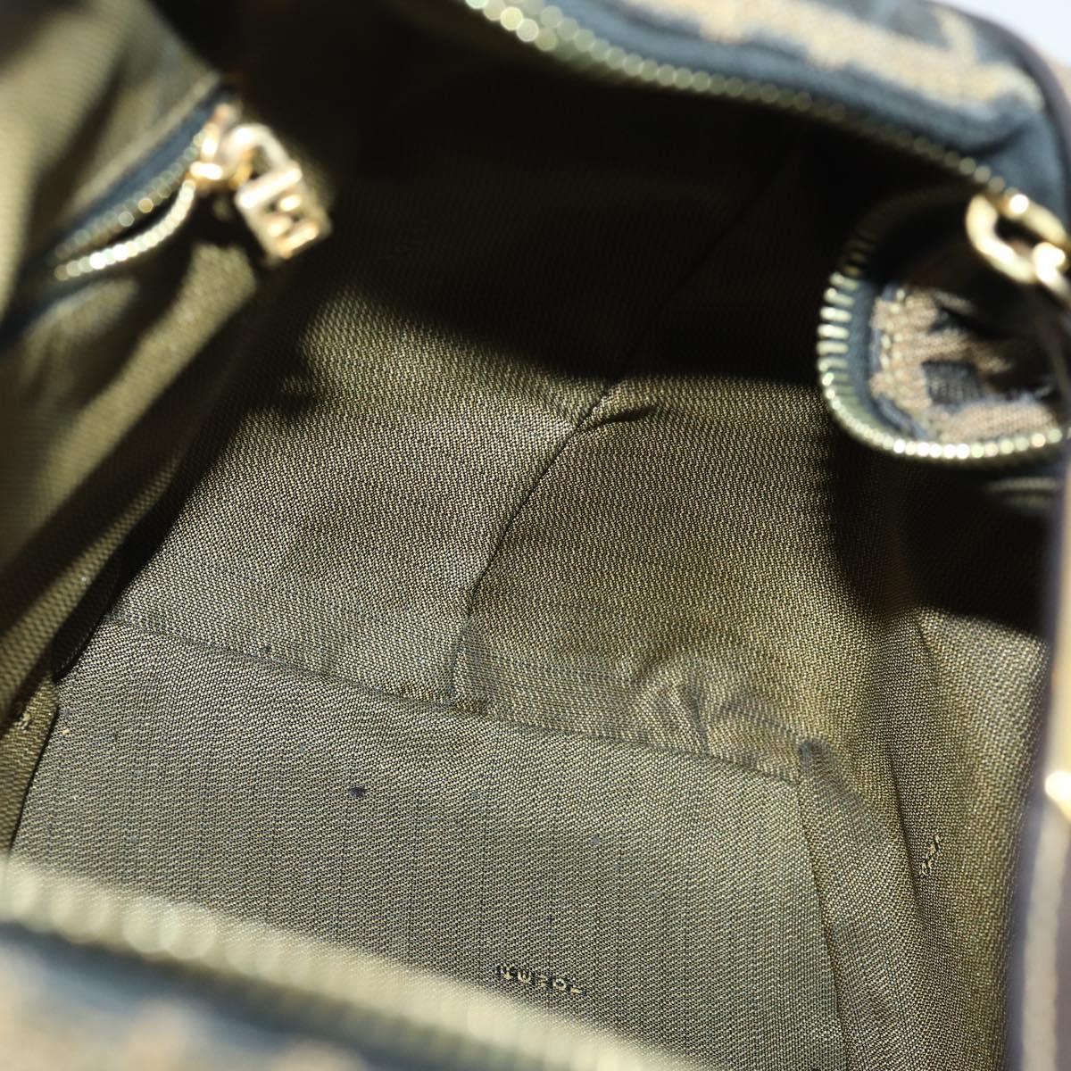 FENDI Zucca Canvas Hand Bag Black Brown Auth bs32586