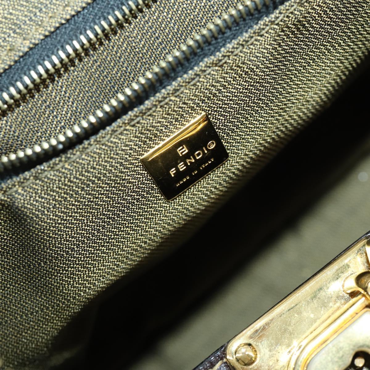 FENDI Zucca Canvas Hand Bag Black Brown Auth bs32586