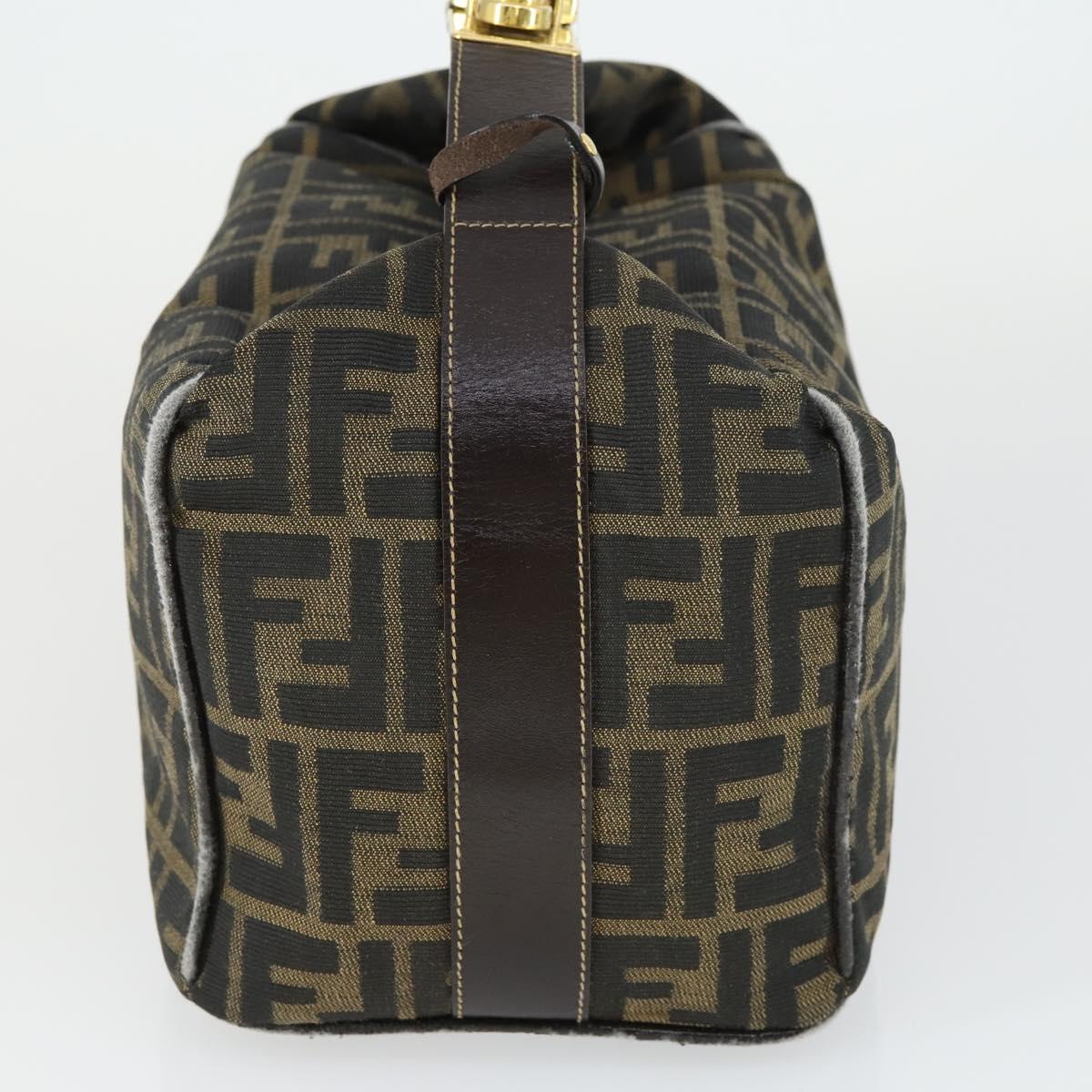 FENDI Zucca Canvas Hand Bag Black Brown Auth bs32586