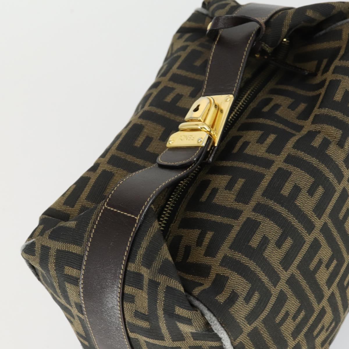 FENDI Zucca Canvas Hand Bag Black Brown Auth bs32586