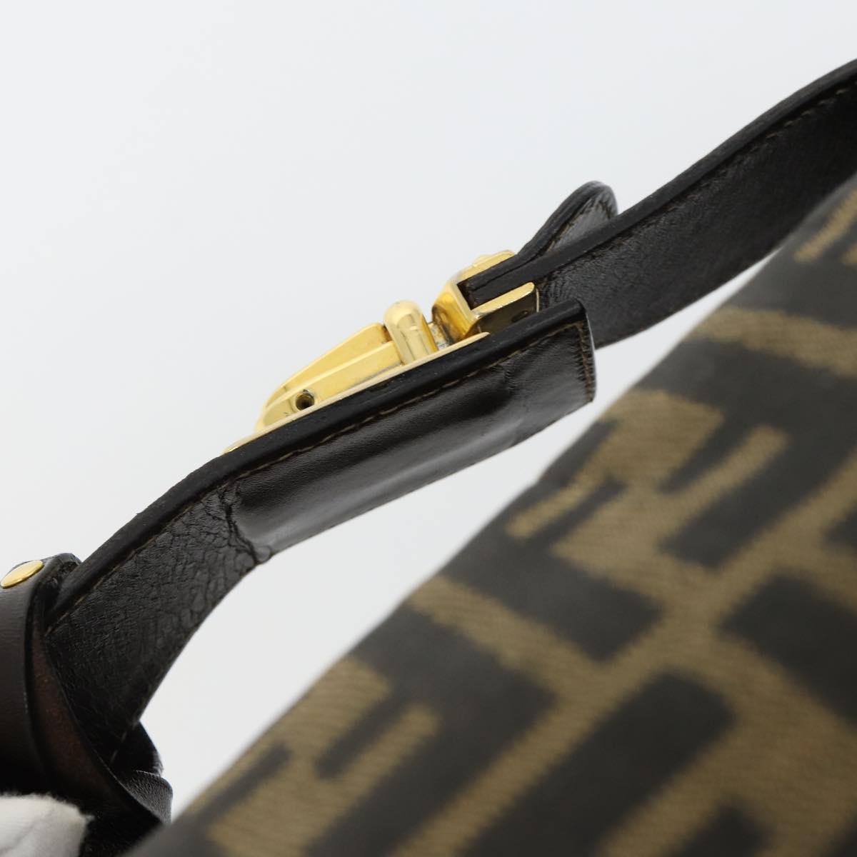 FENDI Zucca Canvas Hand Bag Black Brown Auth bs32586