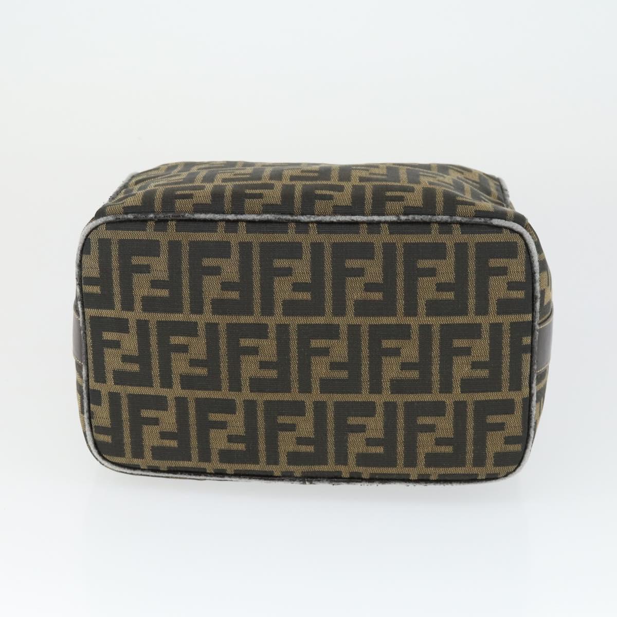 FENDI Zucca Canvas Hand Bag Black Brown Auth bs32586
