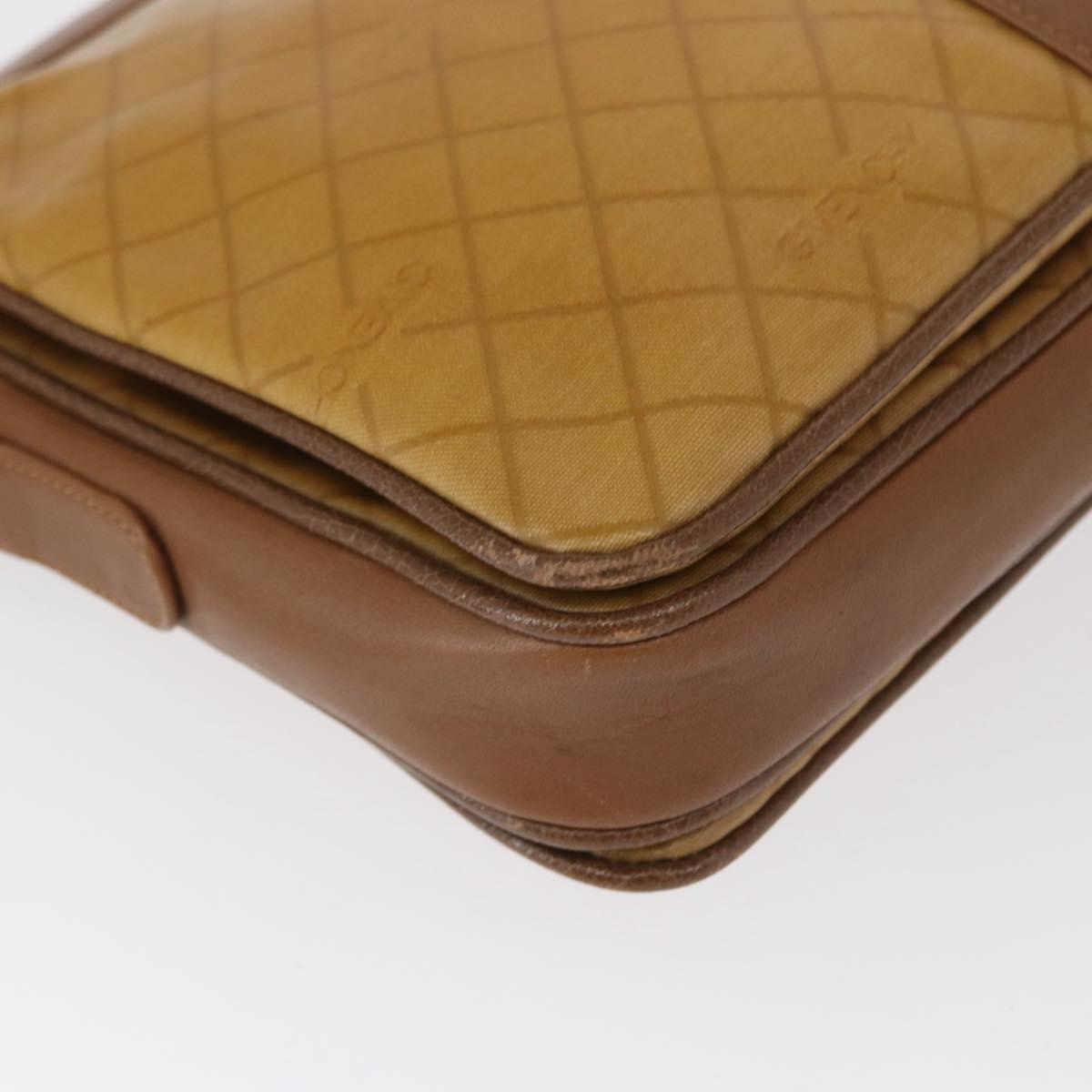 GIVENCHY Shoulder Bag PVC Canvas Beige Gold Auth bs32588
