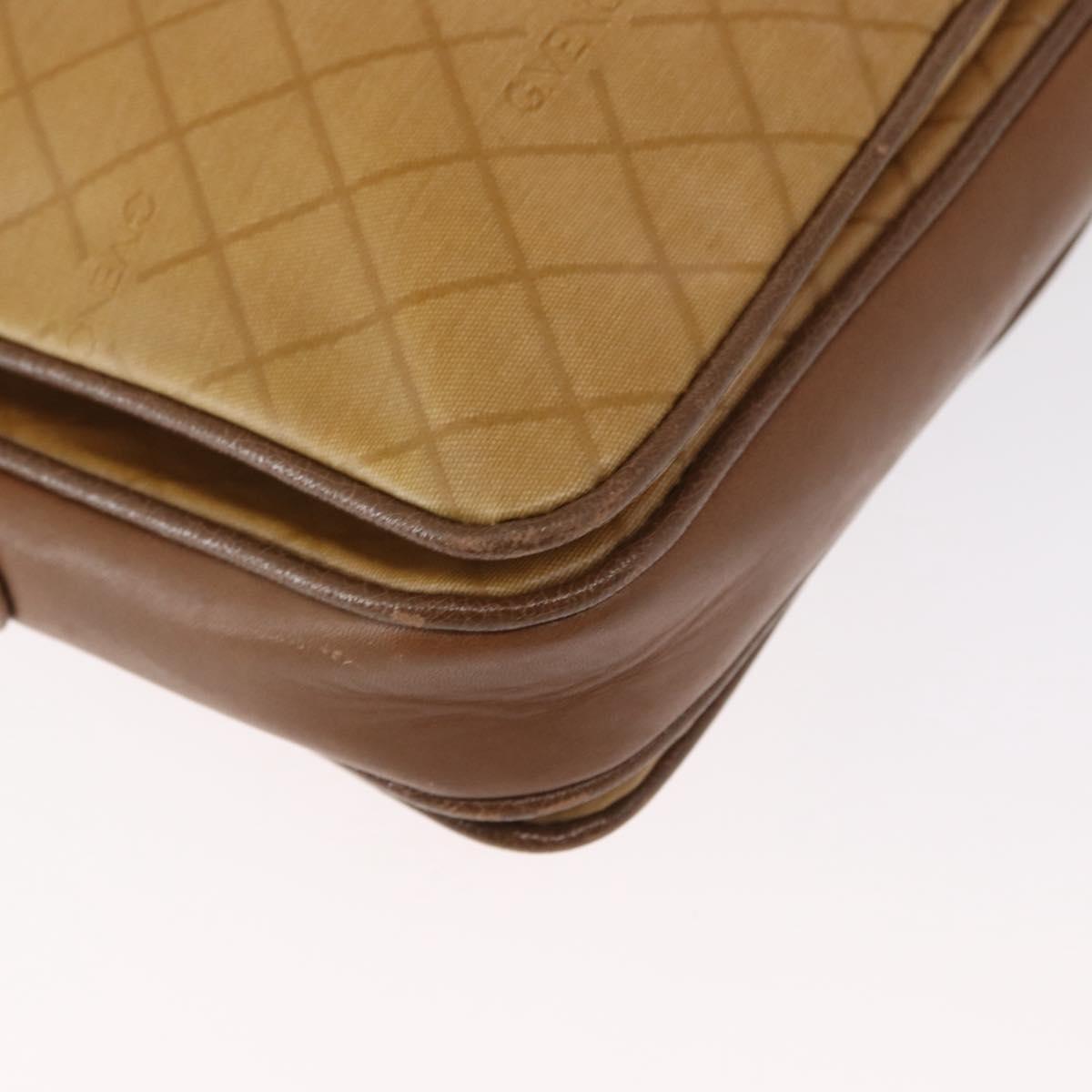 GIVENCHY Shoulder Bag PVC Canvas Beige Gold Auth bs32588