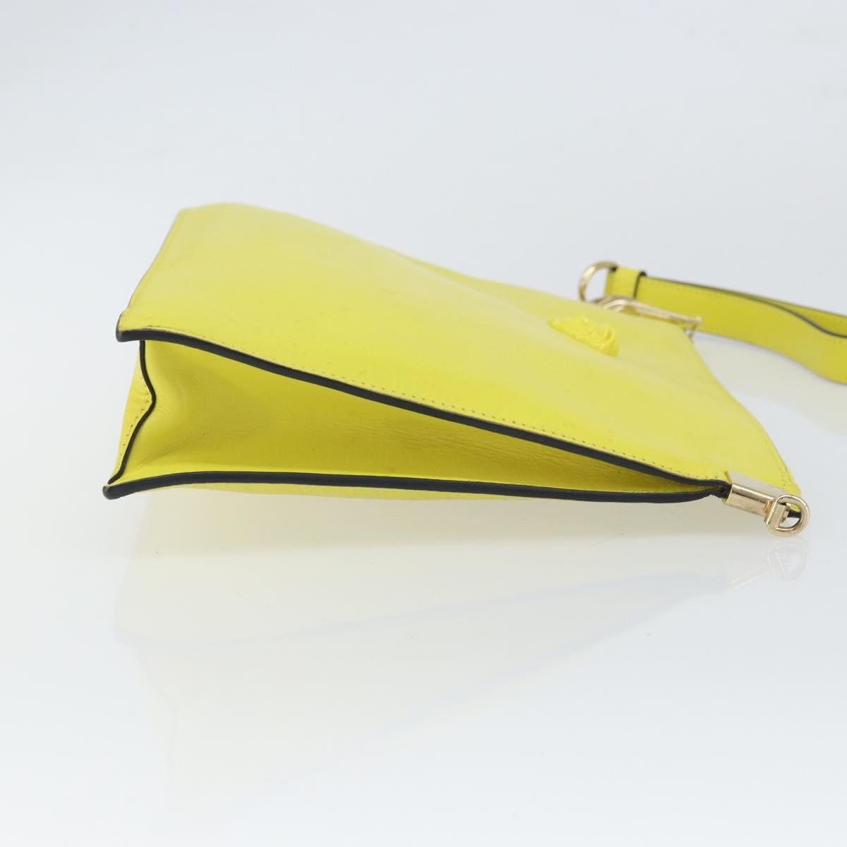 VERSACE Clutch Bag Leather Yellow Gold Auth bs32589