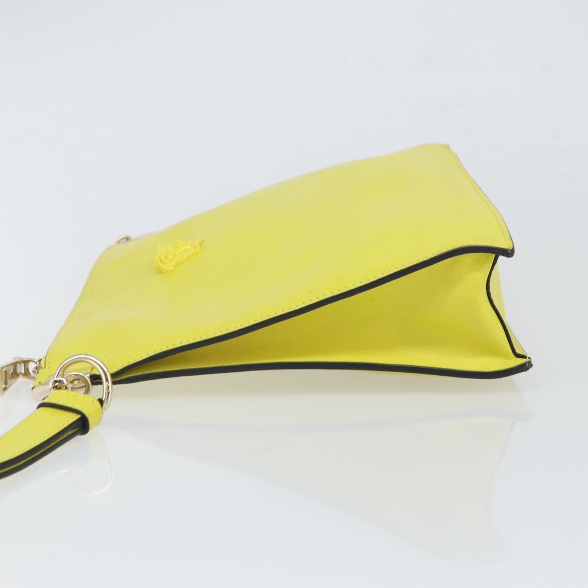 VERSACE Clutch Bag Leather Yellow Gold Auth bs32589