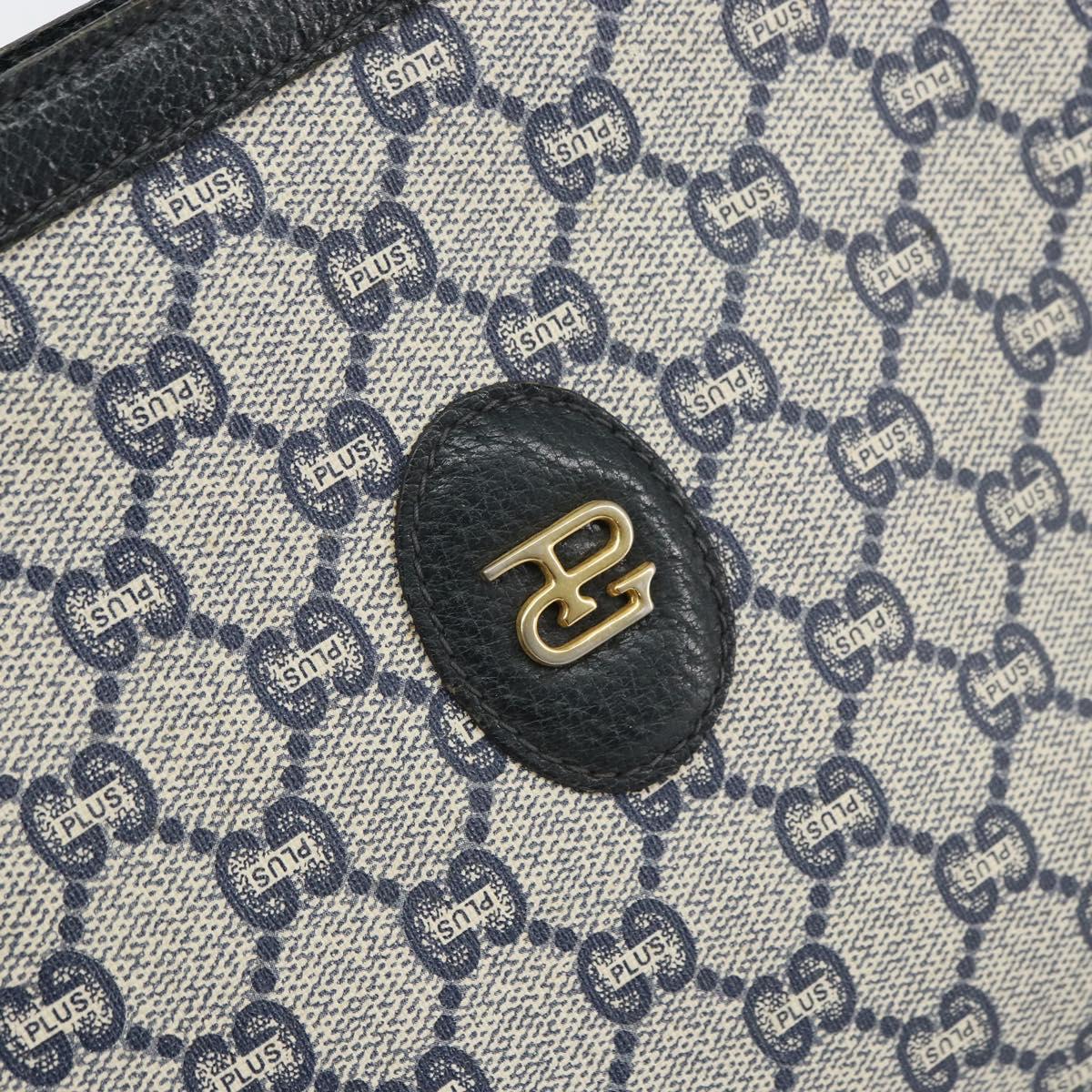 GUCCI GG Plus Supreme Clutch Bag PVC Navy Gold Auth bs32591