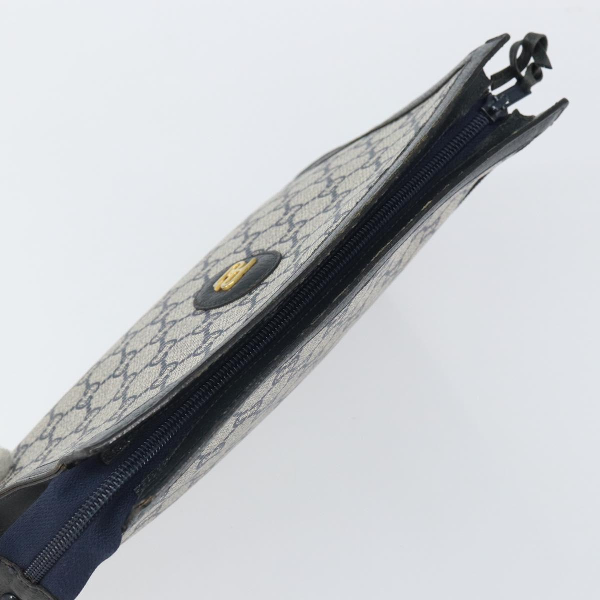 GUCCI GG Plus Supreme Clutch Bag PVC Navy Gold Auth bs32591