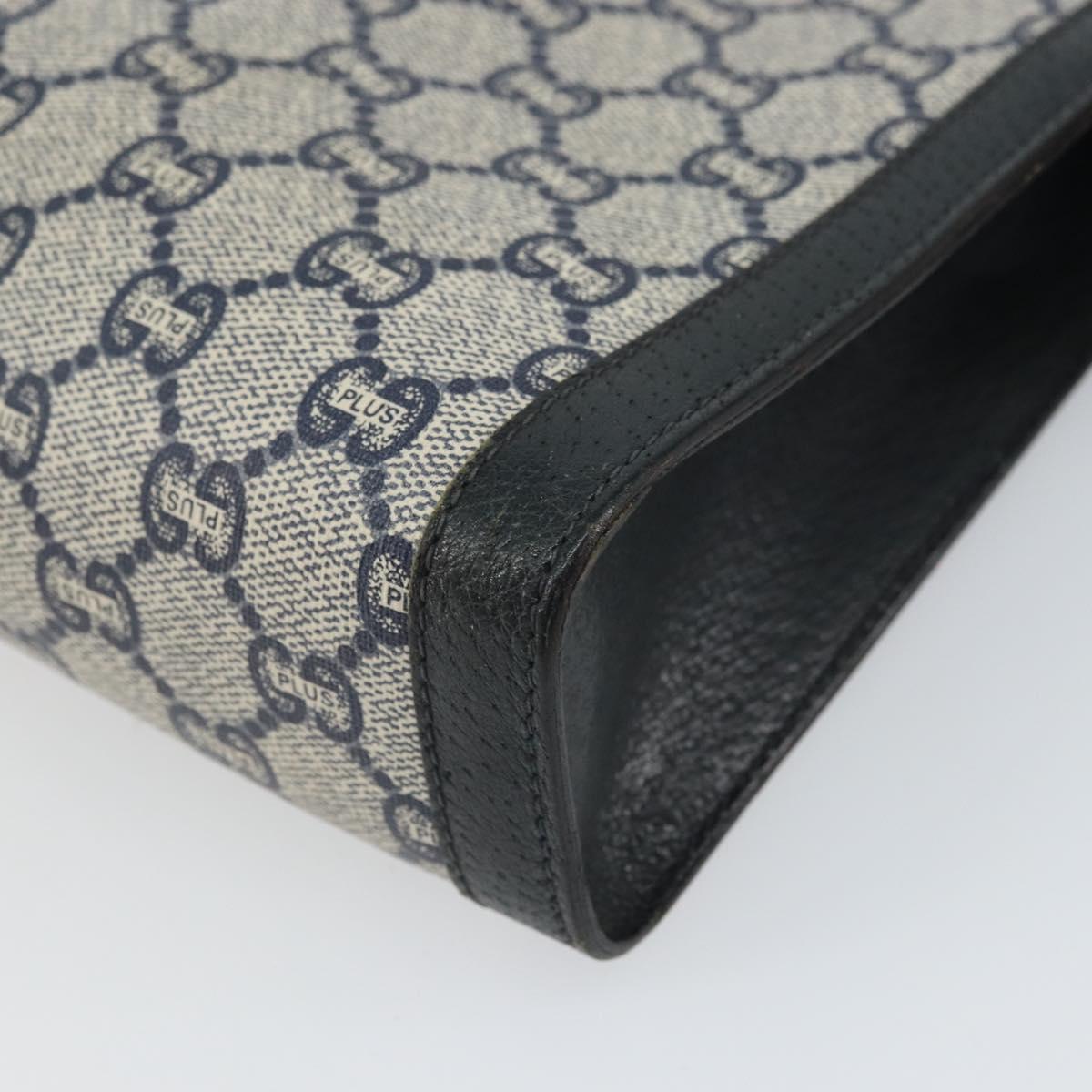 GUCCI GG Plus Supreme Clutch Bag PVC Navy Gold Auth bs32591