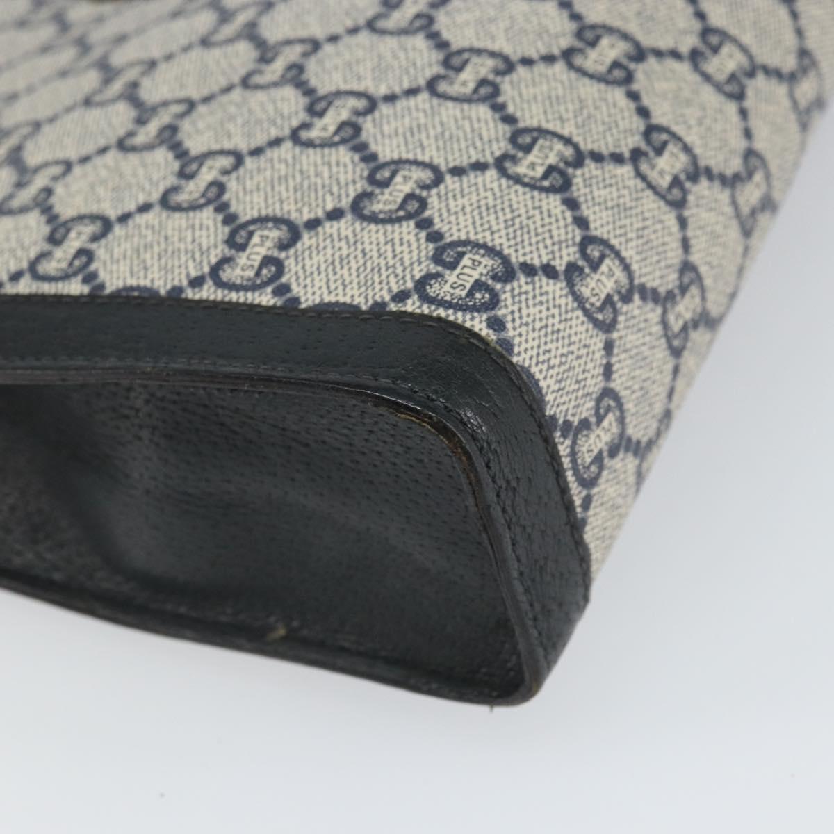 GUCCI GG Plus Supreme Clutch Bag PVC Navy Gold Auth bs32591