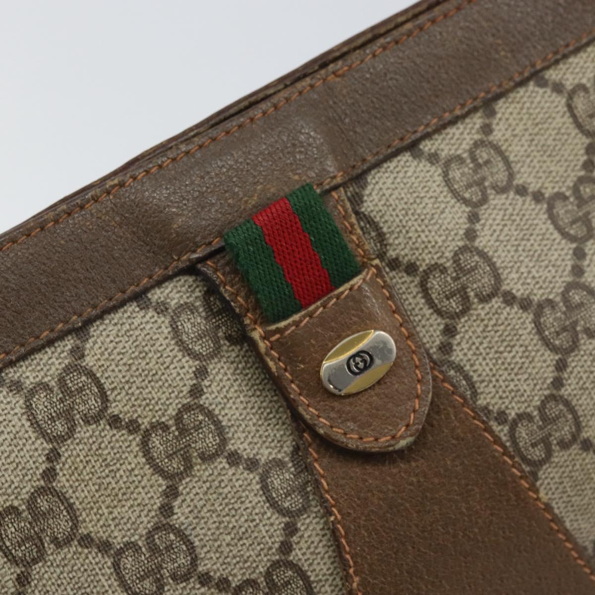 GUCCI GG Supreme Web Sherry Line Bag PVC Beige Gold 89 01 032 Auth bs32593
