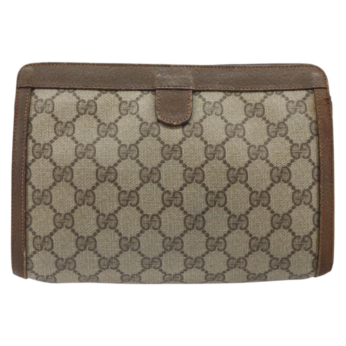 GUCCI GG Supreme Web Sherry Line Bag PVC Beige Gold 89 01 032 Auth bs32593
