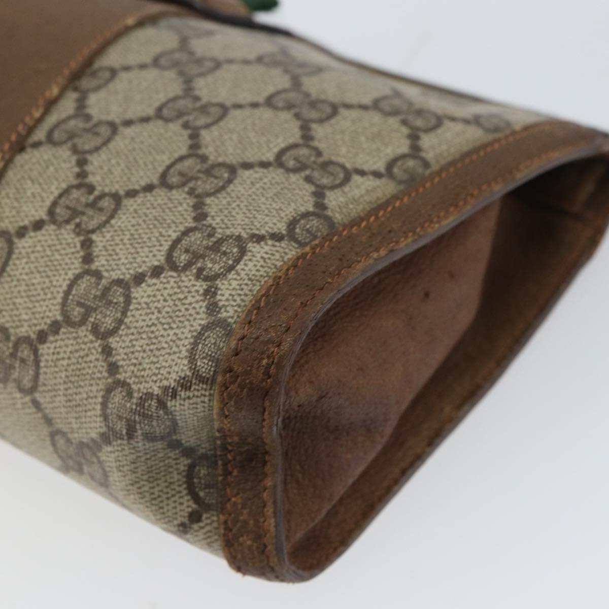 GUCCI GG Supreme Web Sherry Line Bag PVC Beige Gold 89 01 032 Auth bs32593