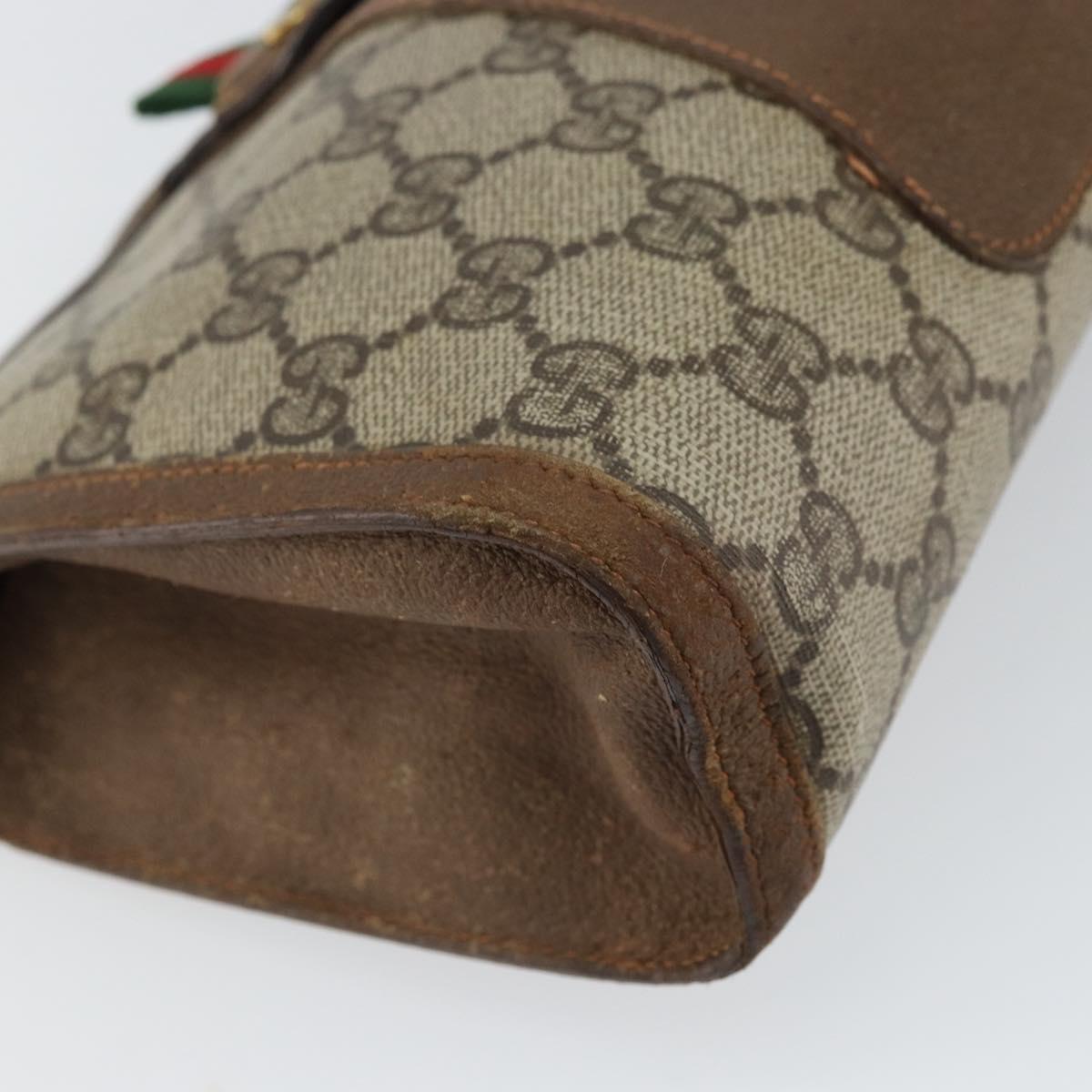 GUCCI GG Supreme Web Sherry Line Bag PVC Beige Gold 89 01 032 Auth bs32593