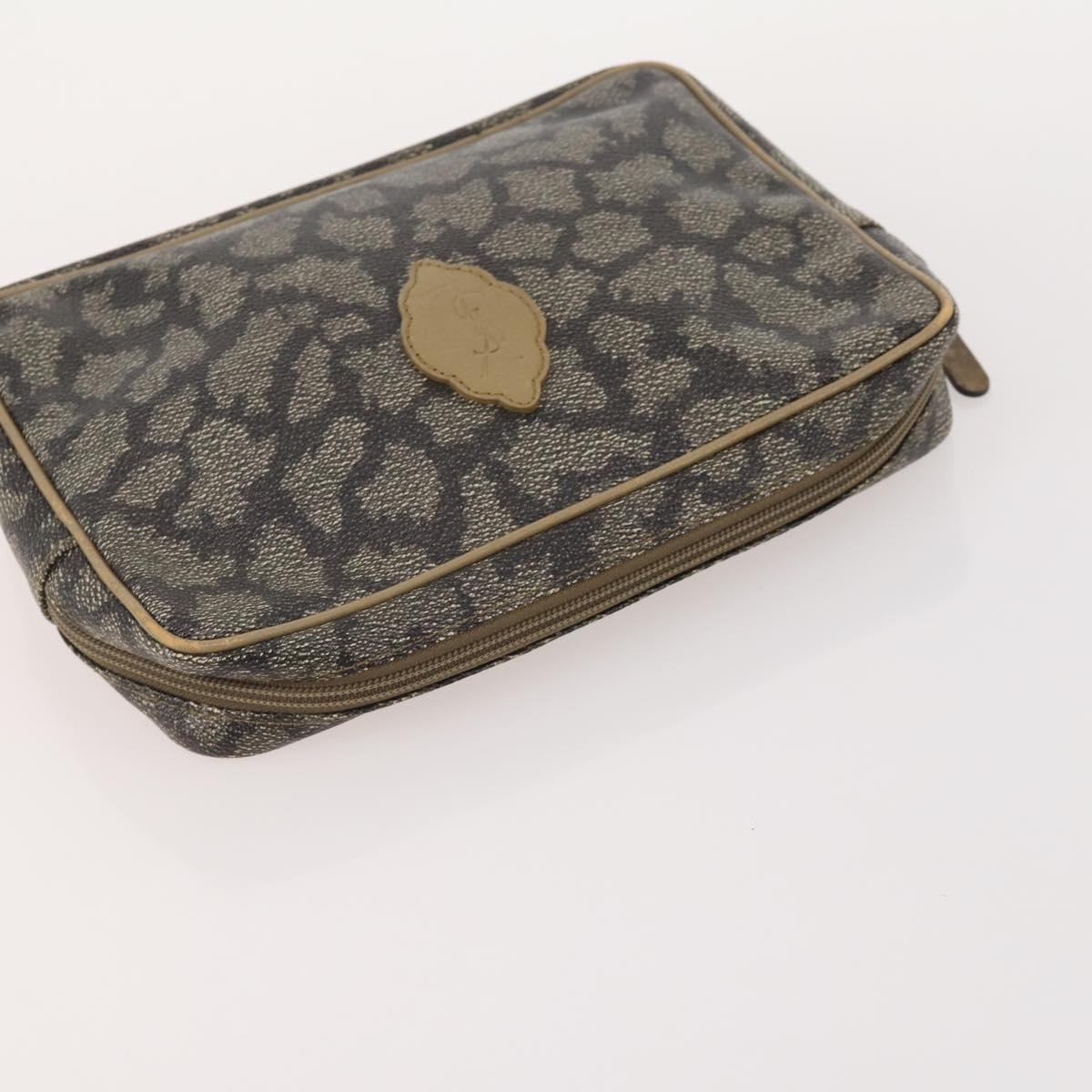 SAINT LAURENT Clutch Bag PVC Leather Coated Canvas 3 Set Beige Auth bs32596