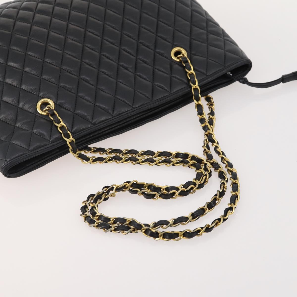 BALLY Chain Shoulder Bag Canvas Leather 3 Set Beige Black Auth bs32600