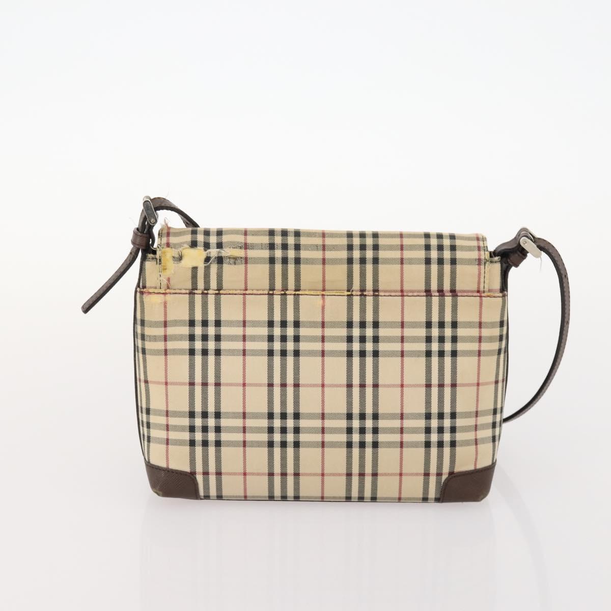 BURBERRY Nova Check Blue Label Hand Bag Nylon 2 Set Beige Auth bs32603