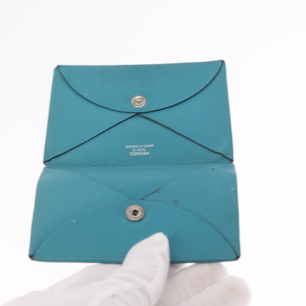 HERMES Clutch Bag Cotton Leather 2 Set Red Blue Auth bs32605