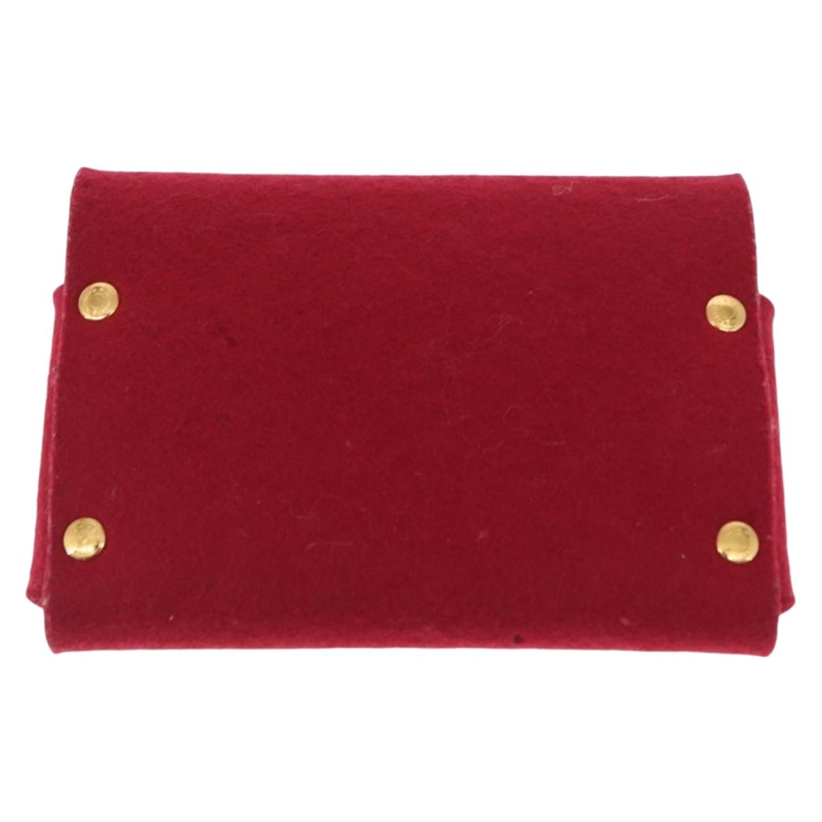 HERMES Clutch Bag Cotton Leather 2 Set Red Blue Auth bs32605